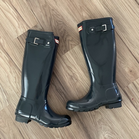Hunter Original Tall Gloss rain boots dark slate - Picture 3 of 10